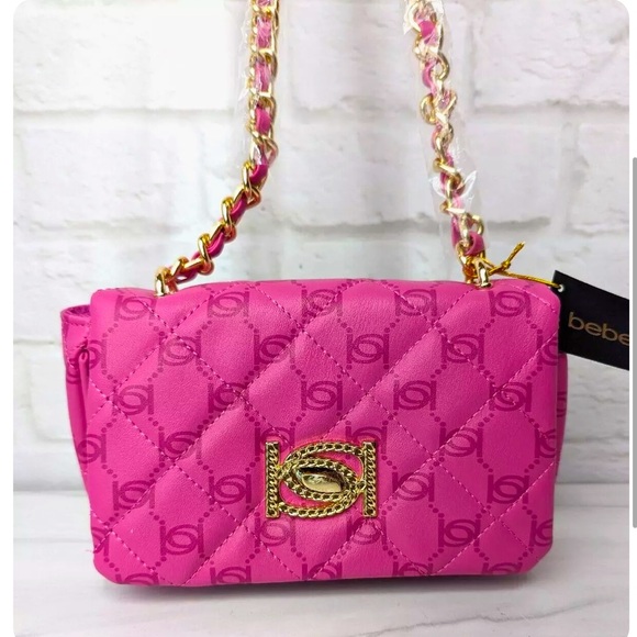 bebe Handbags - Bebe Pink/Dark Pink Monogram Crossbody Bag NWT